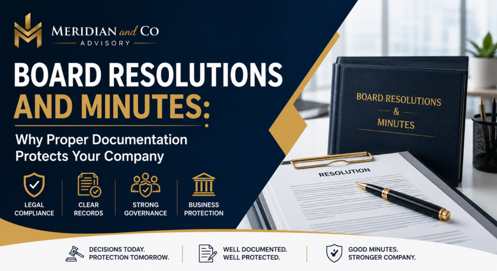 Board Resolutions and Minutes